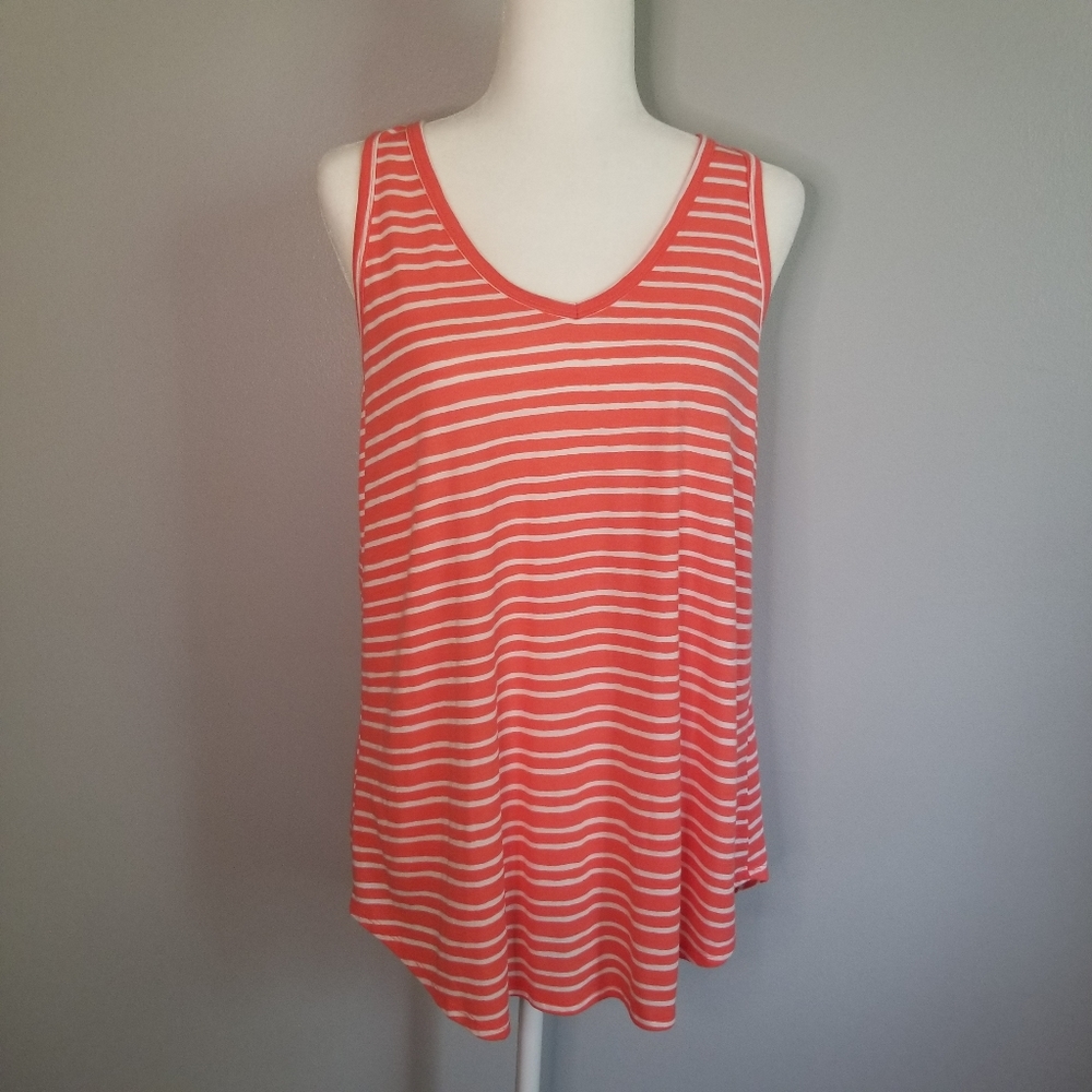💘a.n.a. Orange & White Striped Tank Top Size XL - Picture 1 of 10